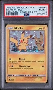 2019 POKEMON BLACK STAR PROMO  SINGLE PACK BLISTERS PIKACHU-HOLO PSA 8 (Q24 - Picture 1 of 2