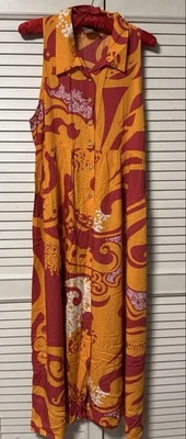 Vestido Camisa Manuheali'i Sin Mangas L Naranja Rojo Patrón Foto 1 de 3