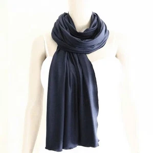 Dunkelblaues Tuch. Langer Schal.  Handgefertigtes Halstuch. Weicher Baumwollschal. - Bild 1 von 3