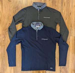 Men's Brave Soul Polo Shirts, Navy Blue + Olive Green, Medium (2 pack) - Picture 1 of 18