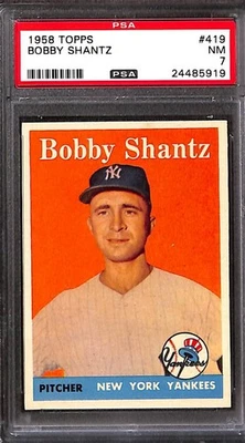 1958 Topps #419 Bobby Shantz PSA 7 NM 24485919  - Image 1 of 3