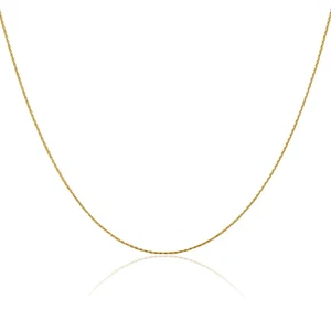 Collar de cadena de eslabones de trigo espiga parisina de oro amarillo macizo de 14K de 0,8 mm - Imagen 1 de 40
