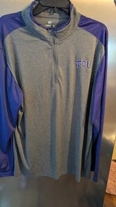 TCU Horned Frogs Shirt Men XXL Gray Purple Colosseum Athletics 1/4 Zip Pullover - Picture 1 of 6