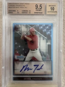 2009 Bowman Chrome Draft Mike Trout Autograph BGS 9.5 10 Gem Mint Rookie Angels - Picture 1 of 2