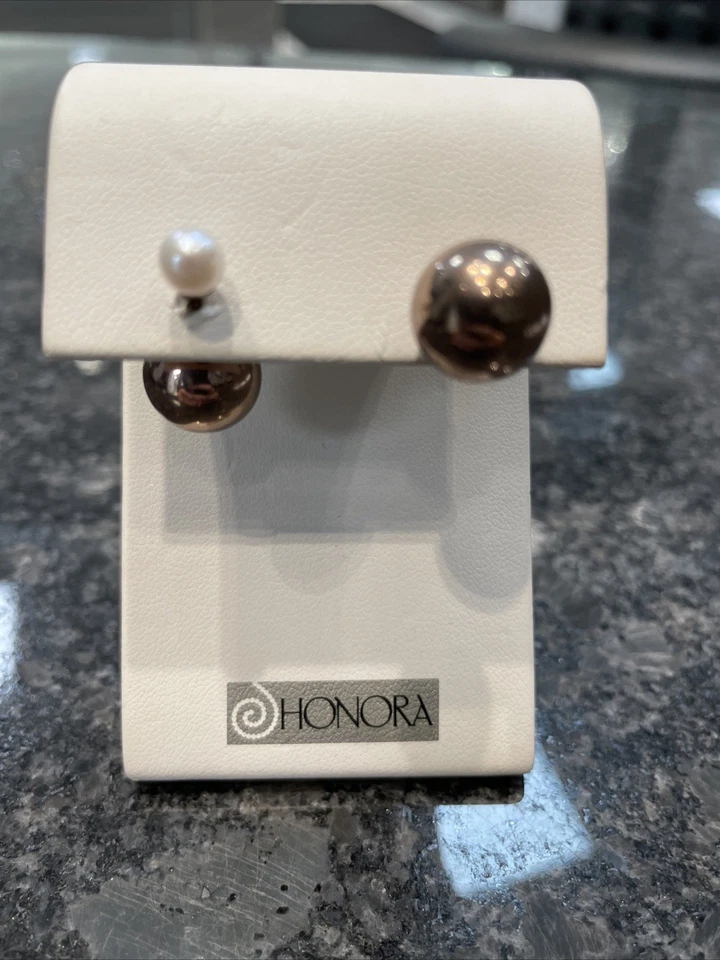 Pendientes Honora Bronce Perla Y Bola De Bronce  Foto 1 de 2