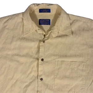 Pendleton Mens Short Sleeve Shirt Silk Cotton Blend Yellow Size L *READ - Picture 1 of 9