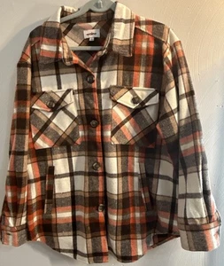 Red Star Shacket Mens Tan/White  Large Plaid Flannel Wool Blend Shirt Jacket - Picture 1 of 9