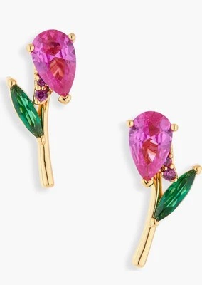 New Kate Spade New York Greenhouse Tulip Studs Earrings Pink - Gold Tone - Image 1 of 3
