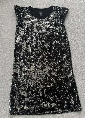 Vestido de fiesta negro de lentejuelas con volantes para niñas talla XL (14-16) brillante Foto 1 de 4