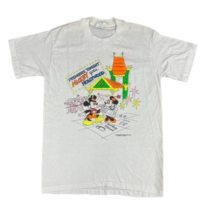 T-shirt vintage Topolino "Mickey Goes Hollywood" Walt Disney inchiostro gonfio - Foto 1 di 3