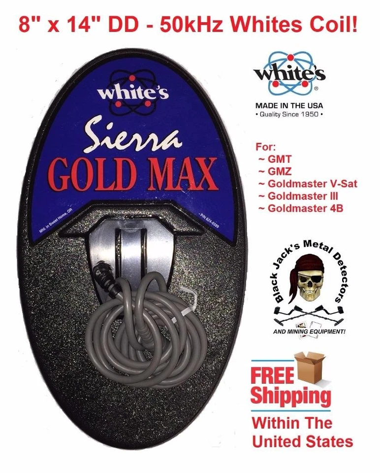 Bobina DD Whites Gold Max 8" x 14" para GMT, GMZ, Goldmaster...- Revendedor Autorizado! - Imagem 1 de 1