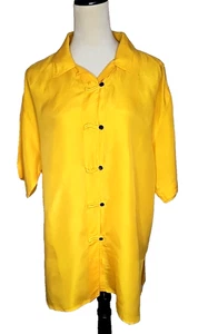 Venezia Tunika Damen 14-16 gelb Seide Shirt Knopf knielang klassisch Freizeit - Bild 1 von 7