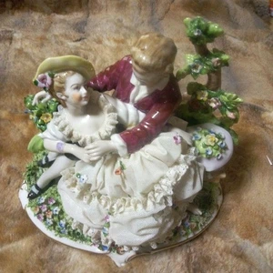 Unter Weiss Bach Porcelain Lace Doll Victorian style man woman pair - Picture 1 of 8