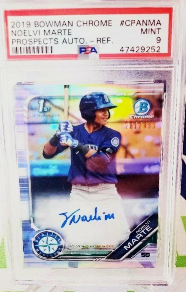 2019 Bowman Chrome Prospects Auto Refractor Noelvi Marte /499 Psa 9 Rookie RC - Image 1 of 1