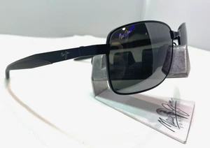 MAUI JIM SHOAL MJ 797-2M SATIN BLACK NEUTRAL GREY POLARIZED SUNGLASSES NEW 9.9 - Picture 1 of 10