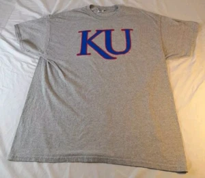 KU Kansas University T-Shirt Herren LARGE grau doppelseitig Grafik Tee Jay Hawks - Bild 1 von 13