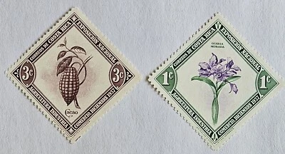 2 Estampillas de Costa Rica Scott #184-185 Cacao, Flor 1937 MN/LH ¡Envío y devolución gratuitos! Foto 1 de 4