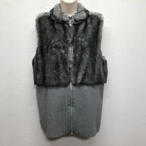 Chicos Zenergy Größe 2 Weste Damen L grau Kunstfell durchgehender Reißverschluss - Bild 1 von 9