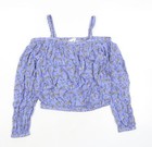 Marks and Spencer Girls Blue Floral Viscose Basic Blouse Size 12-13 Years Square
