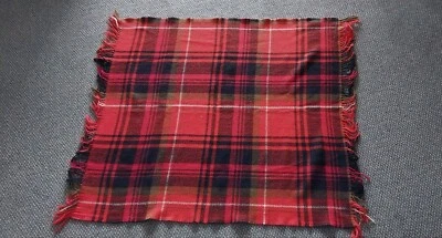 vintage ONKAPARINGA travel rug wool blanket fringed rug 1m red tartan check - image 1 of 4