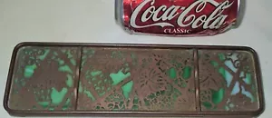 ANTIQUE L.C.T. TIFFANY STUDIOS BRONZE GREEN FAVRILE ART GLASS PEN TRAY HOLDER A+ - Picture 1 of 11