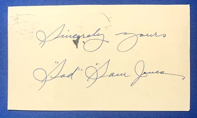 "Sad" Sam Jones Autographed 3x5 Cut 2x World Series Champion NY Yankees - Image 1 of 2