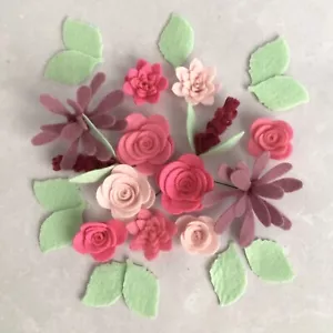 Felt Flower Kit, Shades of Pink, Die cut felt flowers - Picture 1 of 13