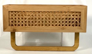 Wood Floating Shelf Rattan Shelve Wall Décor with Towel Rack Bathroom/Kitchen - Picture 1 of 6