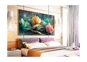 Large Wall Art for Living Room, Lotus Flower Watercolor Canvas Print, Colorfu... - Picture 1 of 6