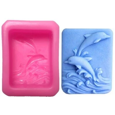 Dolphins Ocean Kid Square Silicone Soap Mold-DIY Chocolate Mold Tool Bake Crafts - Image 1 of 4