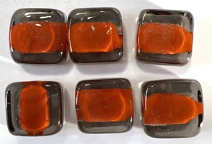 Venezianische Murano Glasperlen Perlen: 6 gebrannt orange ummantelt flach quadratisch 15 mm (#14) - Bild 1 von 7