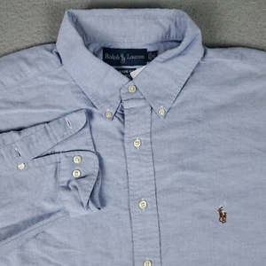 Ralph Lauren Shirt Mens Size 18 Blue Pony Dress Button Up Long Sleeve - Picture 1 of 8