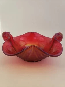 Fenton Ruby Red Iridescent Swan Art Glass Dish Marked - Picture 1 of 8