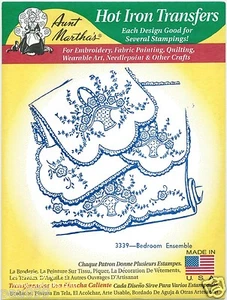 Bedroom Ensemble Aunt Martha's Hot Iron Embroidery Transfer #3339 - Picture 1 of 1