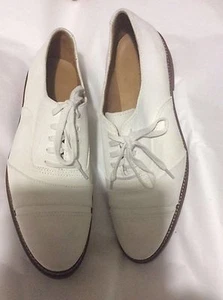 Ralph Lauren Team USA Olympic Flat White Nubuck Oxford Shoes - W10/M8 - Picture 1 of 5