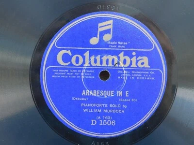 William Murdoch – Arabesque in E / Melody in F Columbia 10” 78rpm record - Image 1 of 2