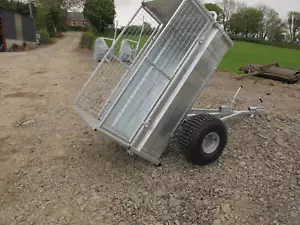 ATV tip trailer 5x3 with 16" high sides. Mesh extension drop sides and low door. - Picture 1 of 8