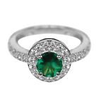 Natural Zambian Green Emerald 1.30Ct Round Shape Solitaire Ring In 925 Silver