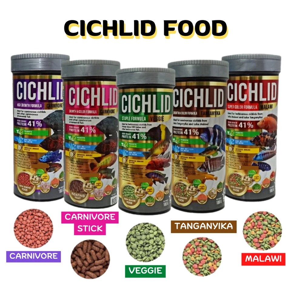 Cichlid Fish Food All Species Pellets Accelerate Color & Growth Healthy Aquarium - Image 1 of 1