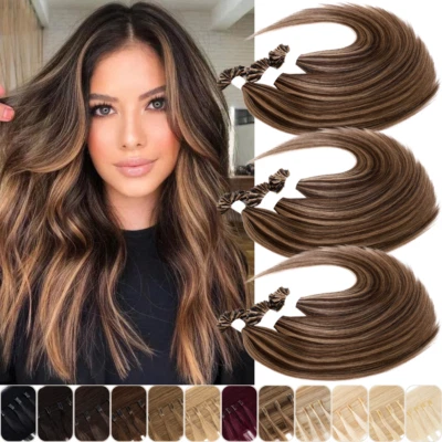 CLEARANCE U Tip Nail Remy Human Hair Extensions Pre Bonded Keratin Thick 150g US - Image 1 of 4