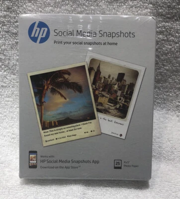 Lot of 2 HP Social Media Snapshots 4" x 5" Photo Paper Sheets 25 Count Sealed - Image 1 of 2