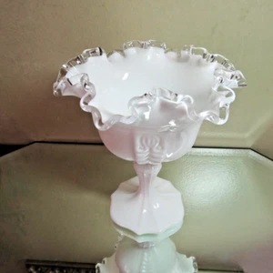 Fenton Empress Silvercrest Double Crimped Compote - Picture 1 of 15
