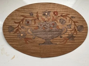 Inlay Marquetry panel antique restoration/cabinet wood veneer carpentry vase - Picture 1 of 22