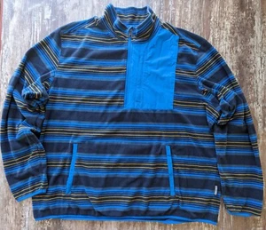 Duluth Fleece 2XL Relaxed Fit Men Blue Striped Lightweight 1/2 Zip Pullover - Picture 1 of 11