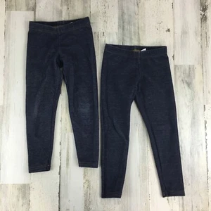 Old Navy Lot of 2 Blue French Terry Leggings Jeggings Blue Jean Print Sz XS 5 - Picture 1 of 14