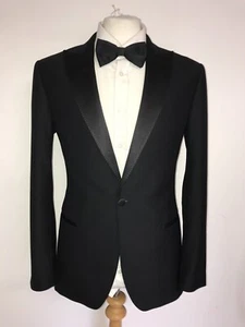 AUSTIN REED -Slim Fit BLACK WOOL Dinner SUIT - 40 Reg -W34 L31 -WORN ONCE TUXEDO - Picture 1 of 12