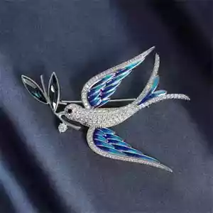 Swallow Rhinestone Enamel Brooch Creative Bird Costume Accessories Pin Gift - Picture 1 of 12