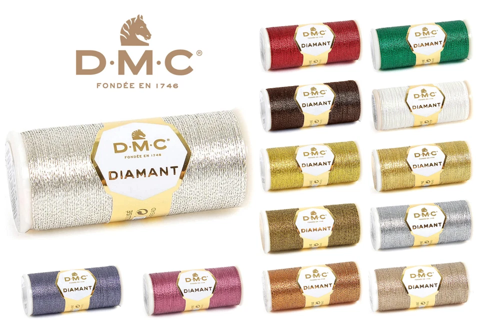 DMC Diamant Metallic Thread 35m - All colours - Metalic Embroidery Thread - Image 1 of 1