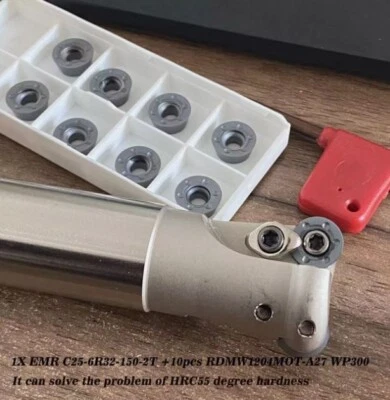 EMR C25-6R32 Face Mill Holder +RDMW1204MOT-A27 Inserts (HRC55 Steel)​ Foto 1 de 3