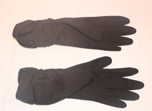 11 ZOLL LANGE SCHWARZE DAMENHANDSCHUHE MIT GERAFFTEN MANSCHETTEN - Bild 1 von 1